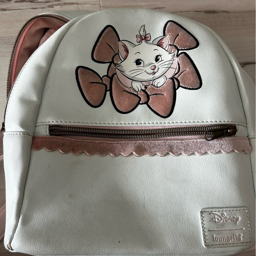 Loungefly Cream and Pink Disney Cat Backpack